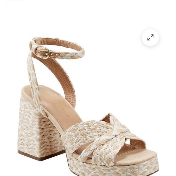 Marc Fisher Cream Braided Block Heel Sandals - Picture 1 of 6